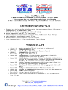 programma rally dei laghi 2019